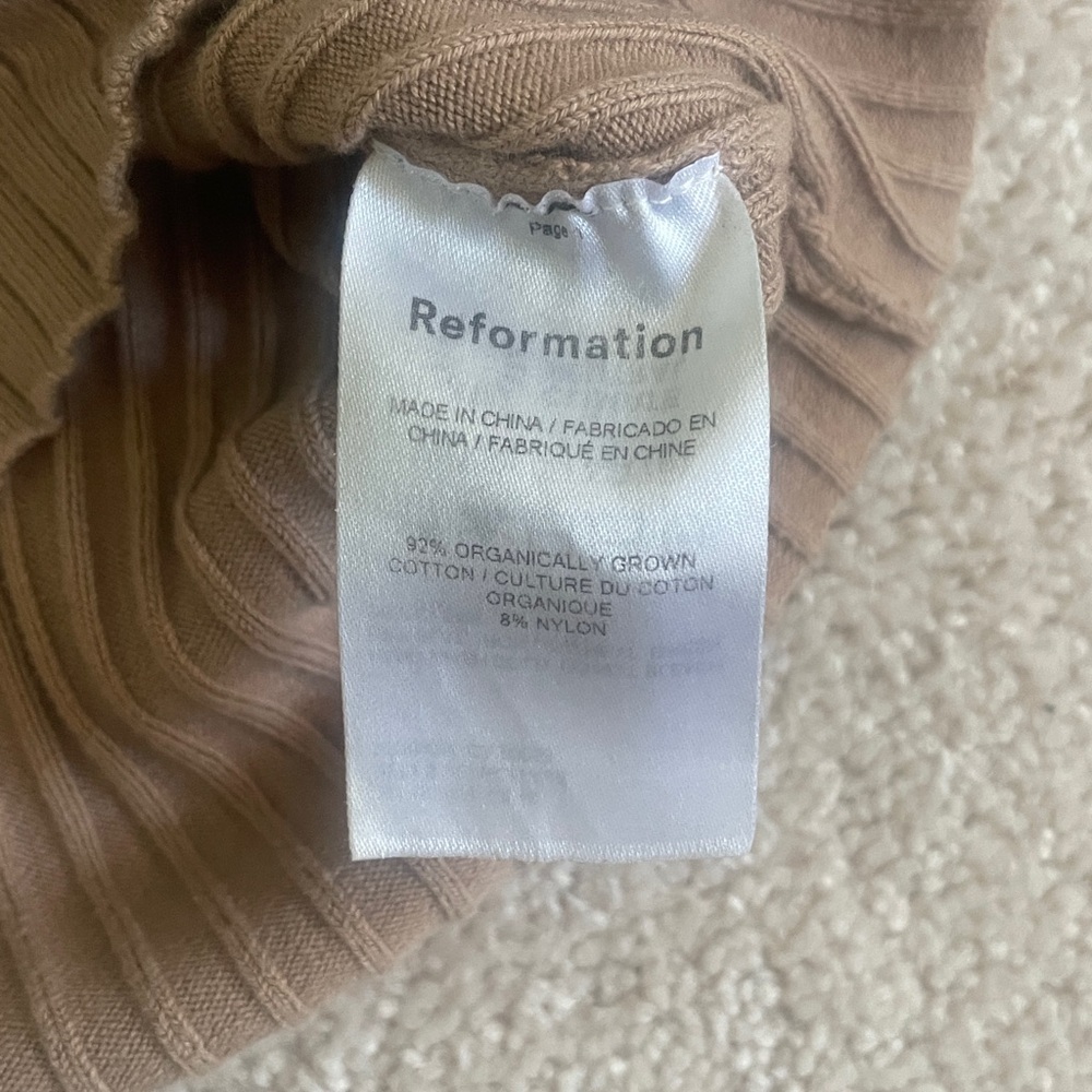 Reformation Crop Top Beige Ribbed Sleeveless Top XS - Picture 3 of 5